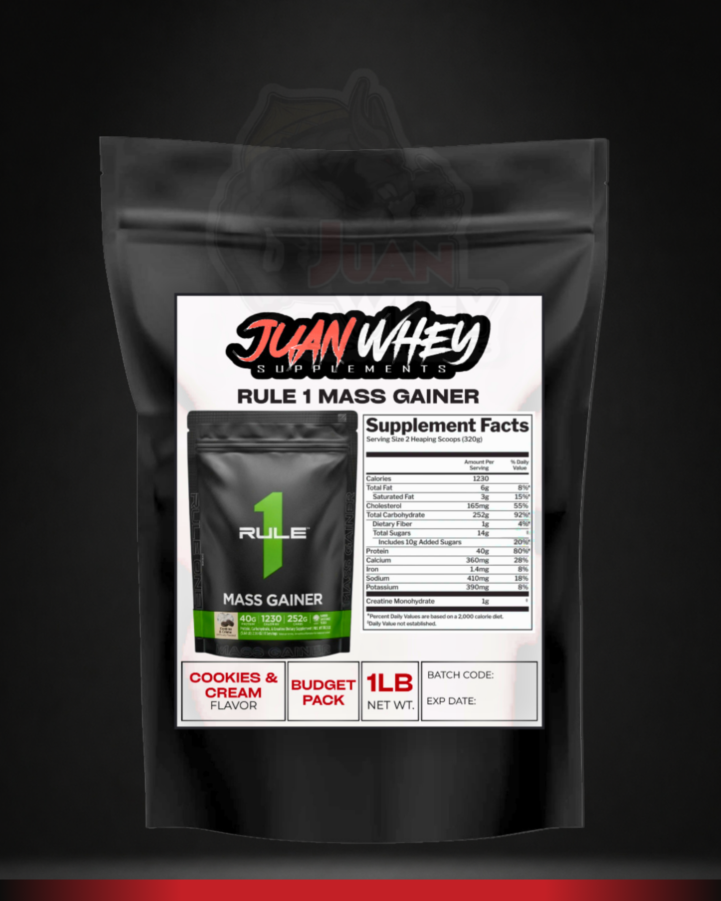 RULE 1 LBS MASS GAINER  1LB OR 2LBS