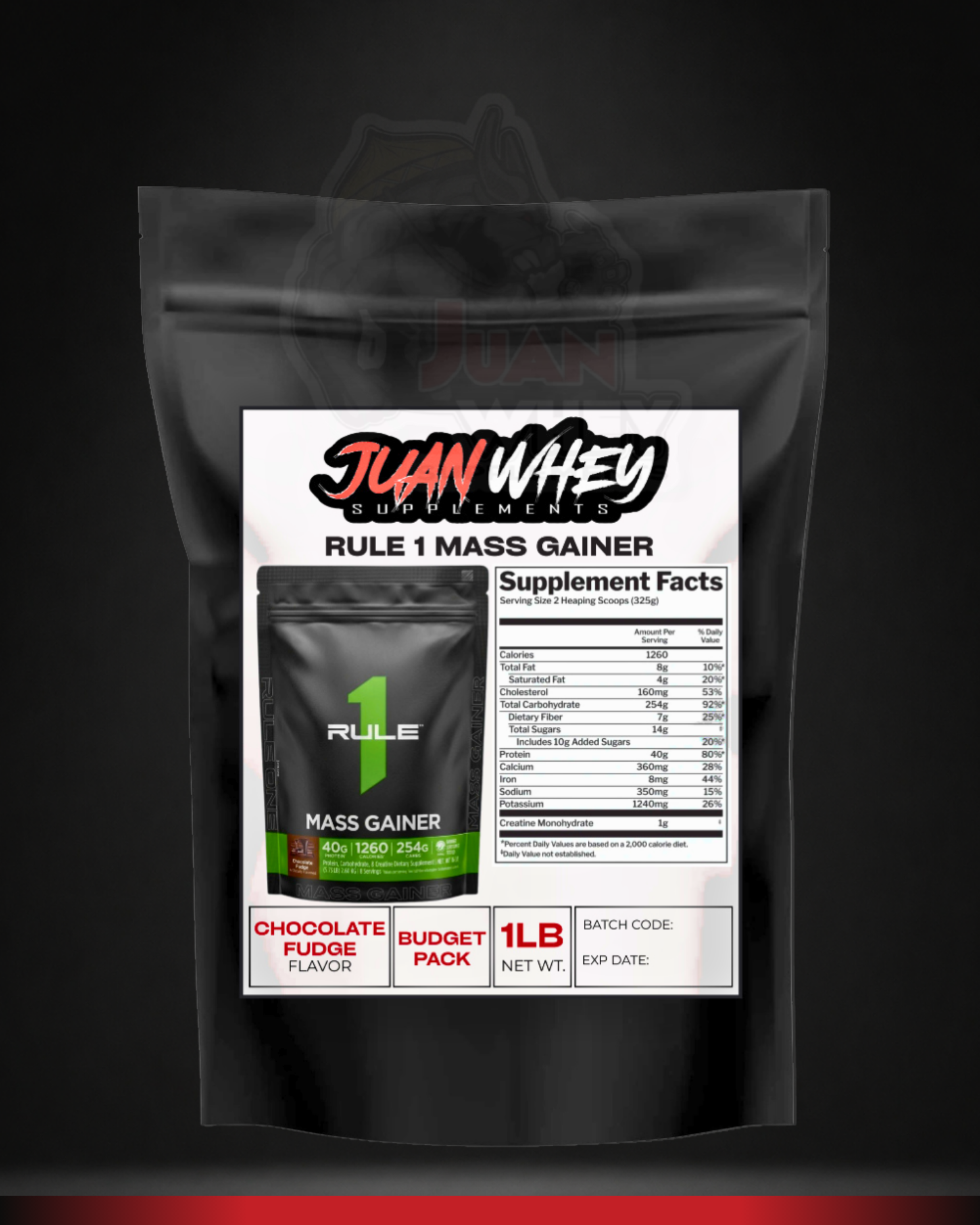 RULE 1 LBS MASS GAINER  1LB OR 2LBS
