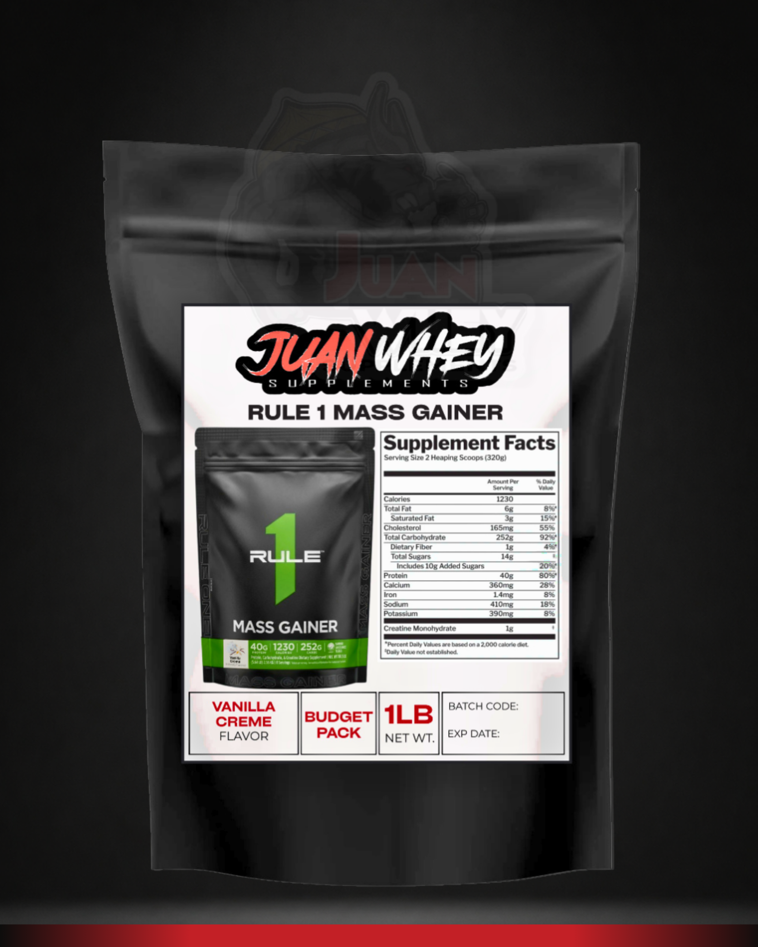 RULE 1 LBS MASS GAINER  1LB OR 2LBS